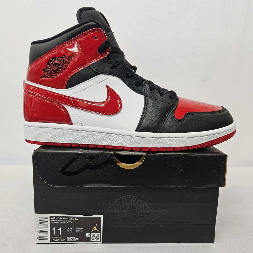 Nike Men's Air Jordan 1 Mid SE Basketball Shoes HV4091-006 Black Red White Sz 11 - Picture 3 of 11